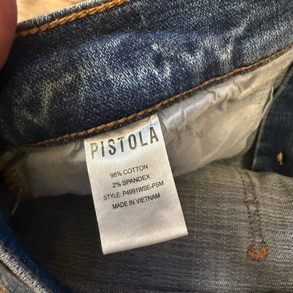 Pistola High Waisted Frayed Hem Medium Blue Denim Shorts Women’s 30 - Picture 4 of 4